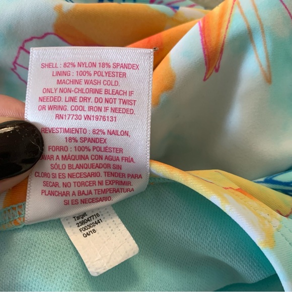 Aqua Blue Floral One Piece Strappy Swim Suit - Picture 8 of 10